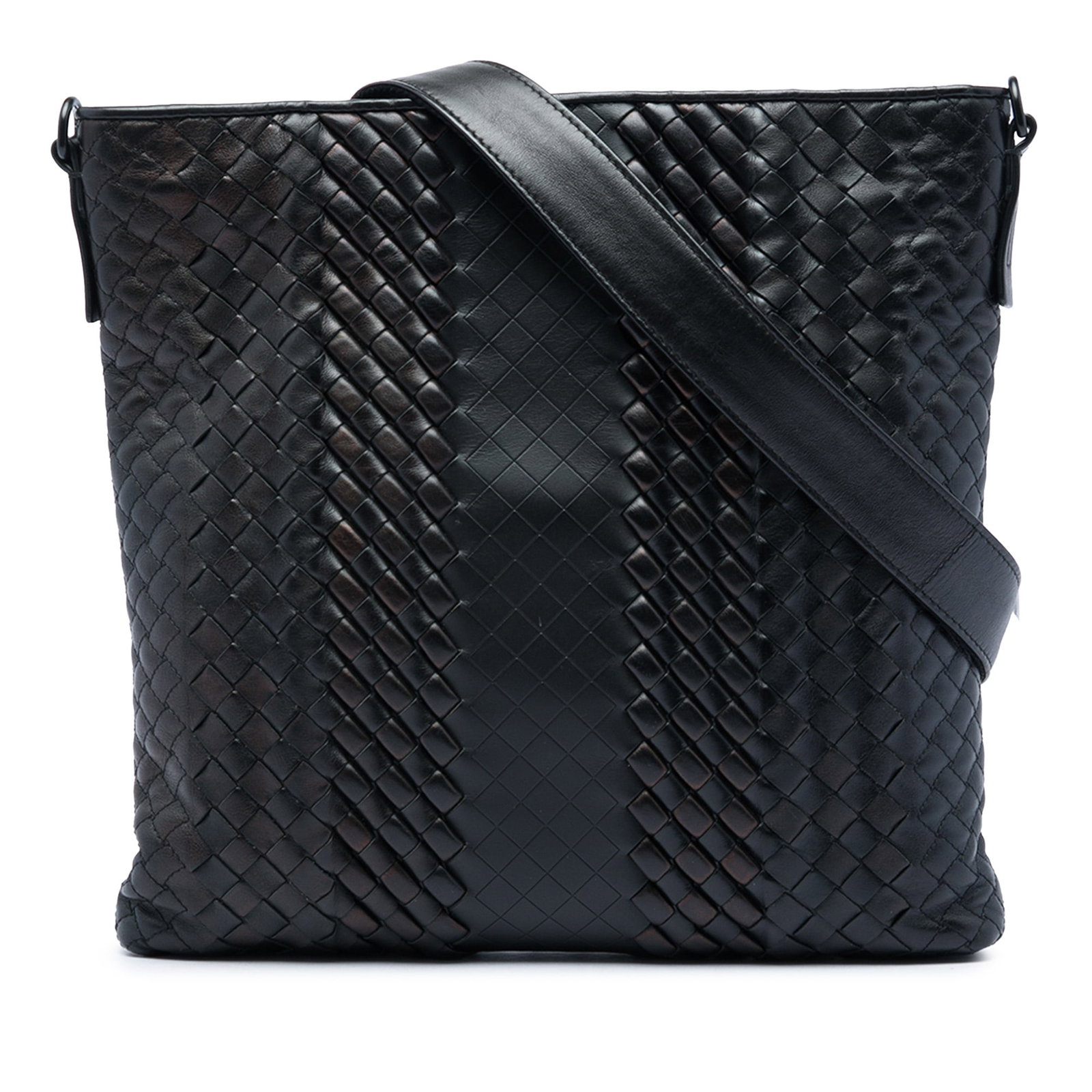 Bottega Veneta Imperatore Intreccio leather crossbody bag black: Bottega Veneta Imperatore Intreccio leather crossbody bag black Bottega Veneta Leather Intreccio Imperatore Crossbody in black leather with a woven body, detachable and adjustable flat leather strap, 