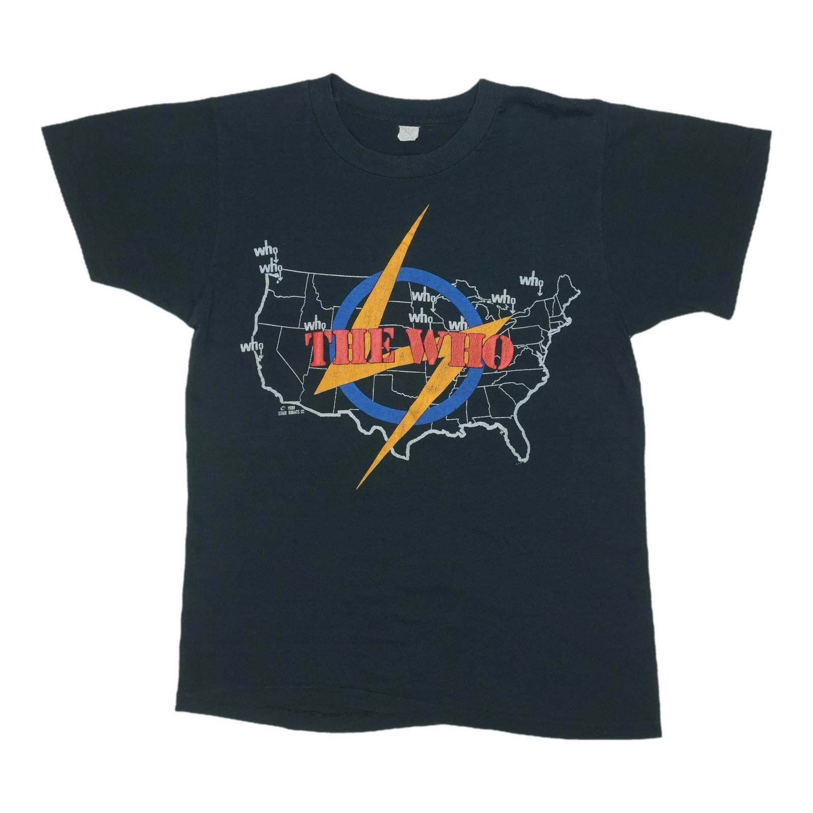 Vintage The Who 1980 American Tour Black T Shirt Medium: Vintage The Who 1980 American Tour Black T Shirt Medium Authentic vintage The Who American Tour shirt from the 1980s. This original single-stitch shirt is a true vintage piece and not a modern reprodu