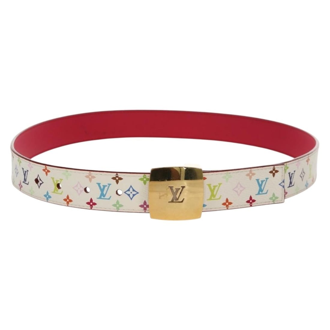 Louis Vuitton M9682 White Monogram Multicolor Canvas Women's Belt: Louis Vuitton M9682 White Monogram Multicolor Canvas Women's Belt Louis Vuitton women's belt in White Monogram Multicolor Canvas. Made in Spain, this style is identified as M9682 and measures approxim