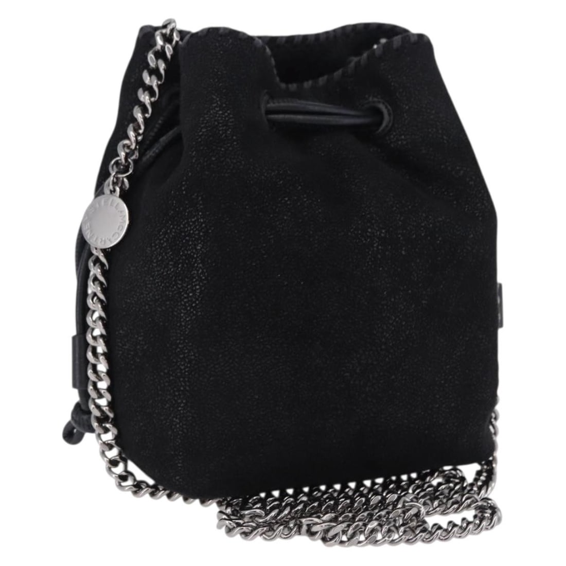 Stella MacCartney Black Silver Polyester Shoulder Bag Auth 196625A: Stella MacCartney Black Silver Polyester Shoulder Bag Auth 196625A Compact Stella MacCartney shoulder bag in black and silver polyester with a chain strap. Made in Italy, this women's bag is offered i