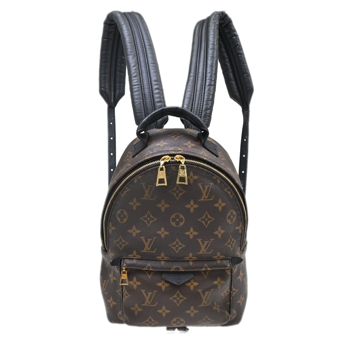 Louis Vuitton Palm Springs PM Monogram Canvas Backpack M44871: Louis Vuitton Palm Springs PM Monogram Canvas Backpack M44871 Louis Vuitton Palm Springs PM backpack in brown Monogram canvas with leather trim and black lining. Vintage women's backpack with buckle, 