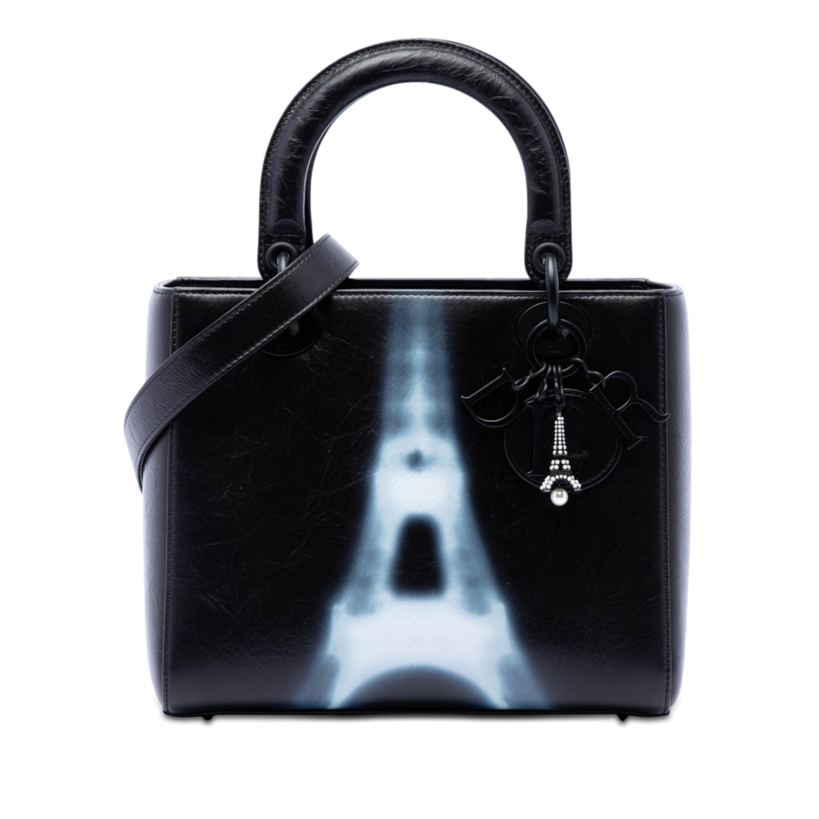 Dior Lady Dior Medium Eiffel Tower Crinkled Calfskin Satchel (1 of 6)