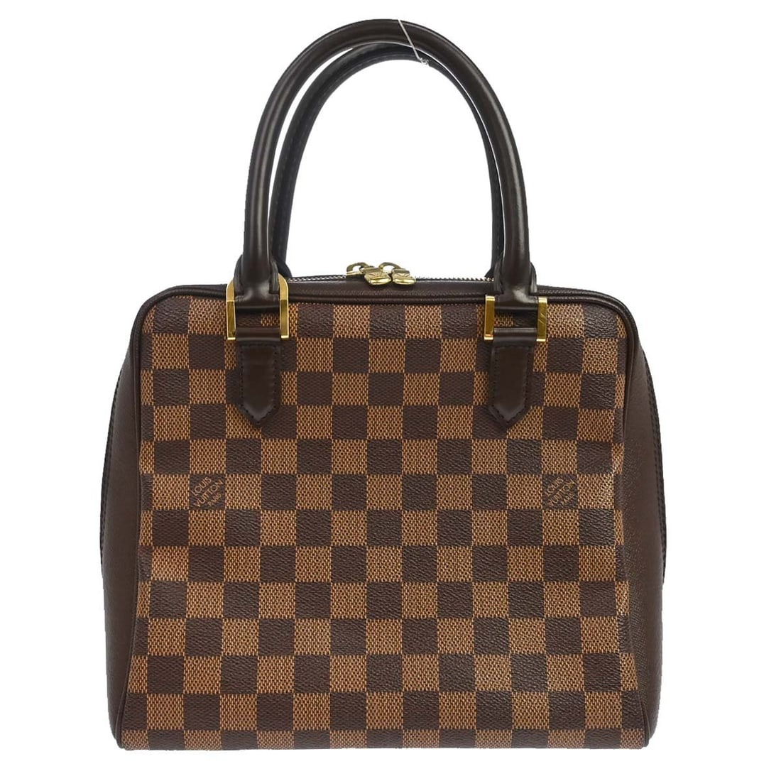 Louis Vuitton Brera N51150 Damier Ebene Brown Handbag: Louis Vuitton Brera N51150 Damier Ebene Brown Handbag Vintage Louis Vuitton Brera handbag in Damier canvas and leather with a brown Ebene exterior, red Alcantara lining, double handles, and a zip-top 
