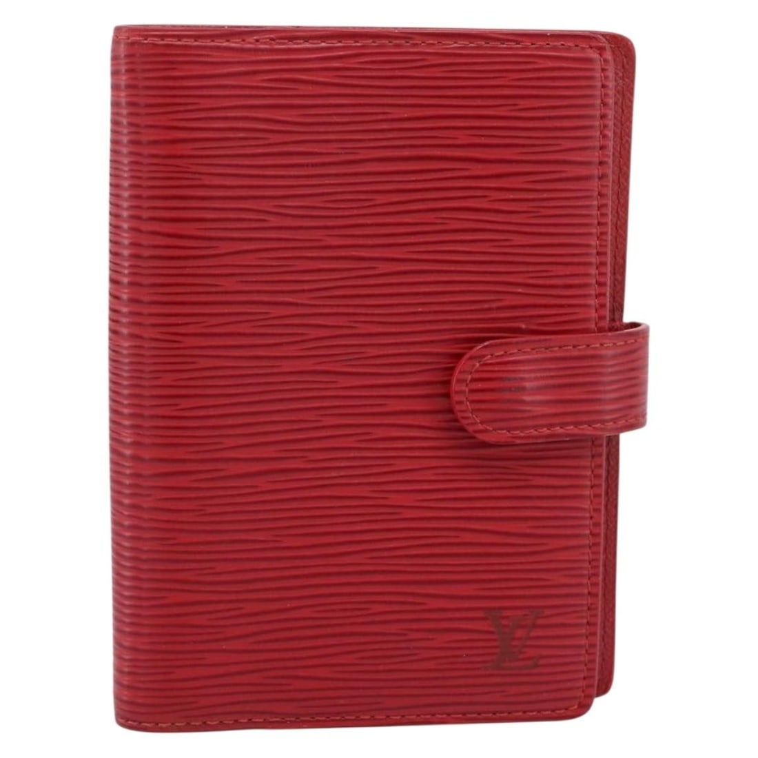 Louis Vuitton Agenda Cover Red Epi Leather Planner: Louis Vuitton Agenda Cover Red Epi Leather Planner Louis Vuitton Agenda Cover in red leather with a compact unisex design. This pre-owned piece is in fair condition, showing light wear, shape loss, li