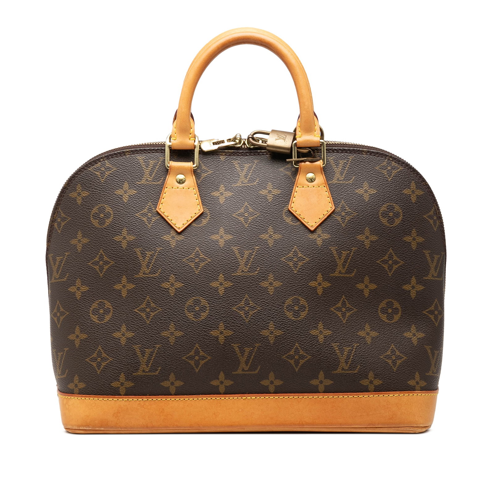 Louis Vuitton Alma PM Monogram Canvas Handbag Brown: Louis Vuitton Alma PM Monogram Canvas Handbag Brown Louis Vuitton Monogram Alma PM handbag with a monogram canvas body, vachetta leather trim, rolled vachetta leather handles, a top zip closure, and a