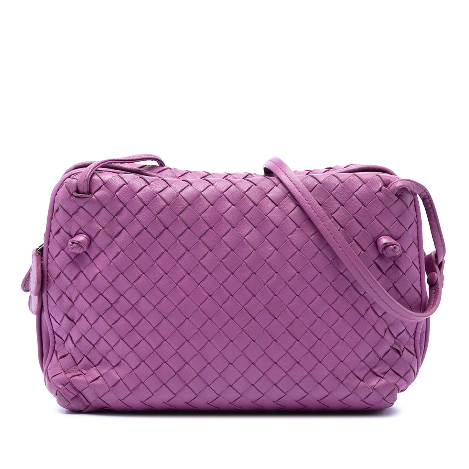 Bottega Veneta Nodini Double Zip Crossbody in Purple Nappa Leather (1 of 6)