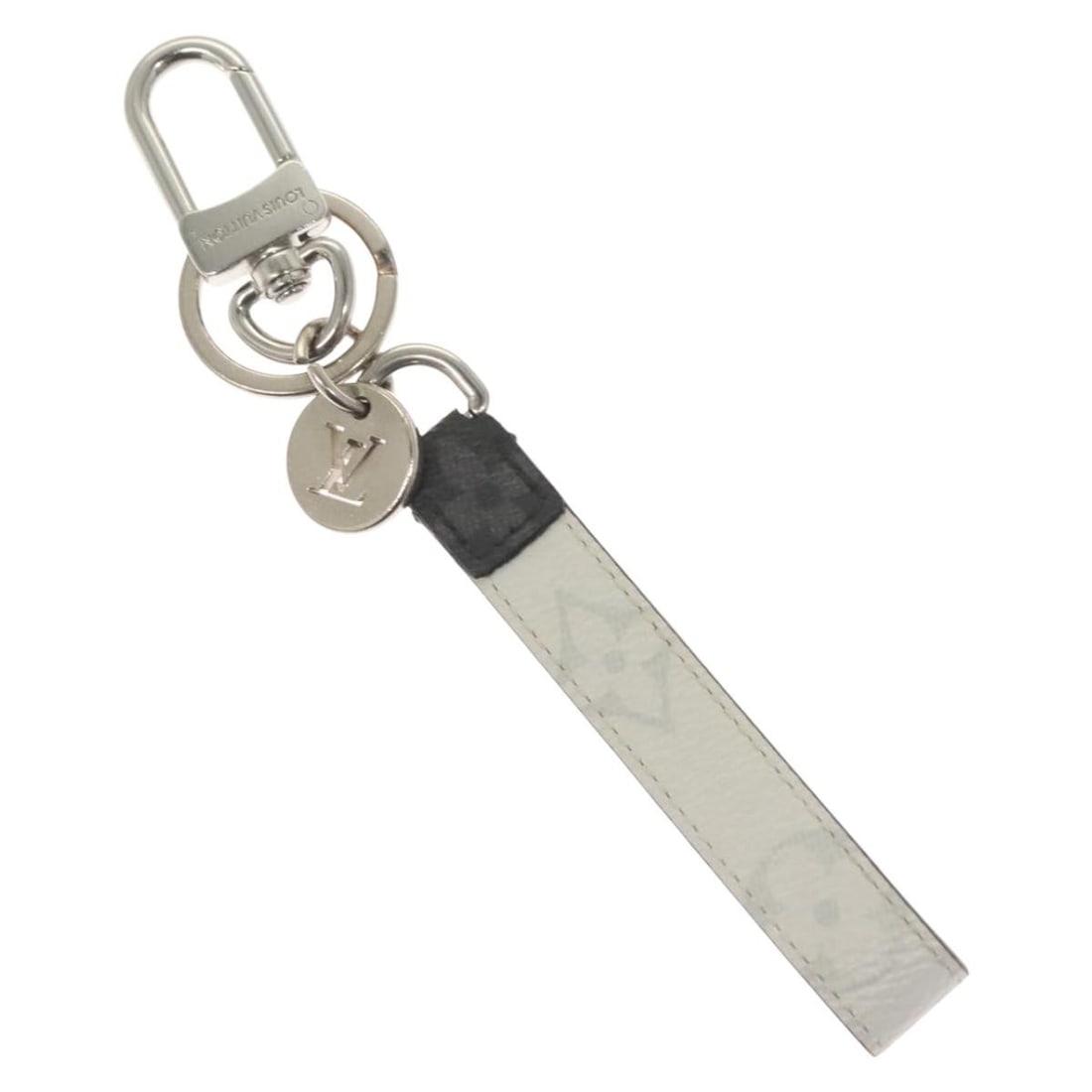 LOUIS VUITTON Eclipse Key Holder M64168 Monogram Canvas White: LOUIS VUITTON Eclipse Key Holder M64168 Monogram Canvas White This LOUIS VUITTON Eclipse Porte Cles Dragonne Key Holder is a stylish and functional accessory made from durable Monogram Eclipse Canvas.