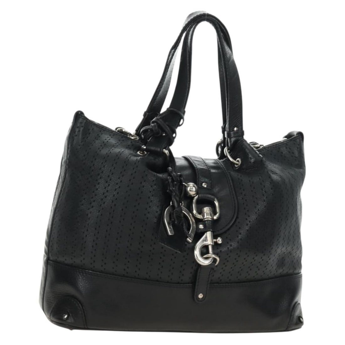Chloe Kerala Black Leather Womens Hand Bag with Dust Bag: Chloe Kerala Black Leather Womens Hand Bag with Dust Bag Chloe Kerala handbag in black leather with silver-tone accents. Made in Romania, this women's handbag includes a dust bag. Condition is B with 