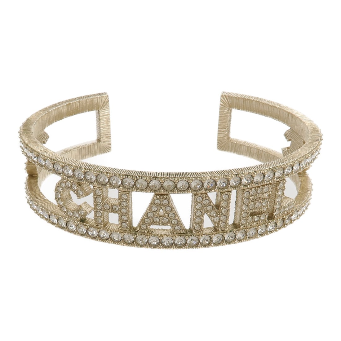 CHANEL CC Gold Tone Metal Bangle Bracelet Size S (1 of 8)