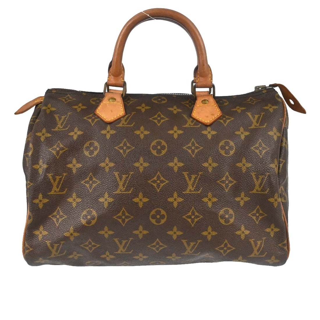 Louis Vuitton Speedy 30 Monogram Canvas Satchel M41526: Louis Vuitton Speedy 30 Monogram Canvas Satchel M41526 Vintage Louis Vuitton Speedy 30 handbag in brown monogram canvas with leather double handles and a zip closure. This satchel-style top handle bag