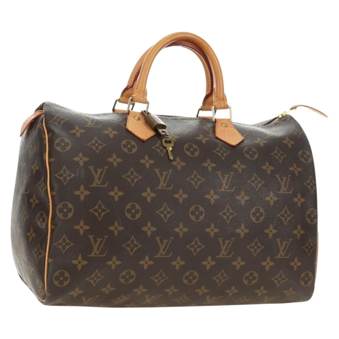 Louis Vuitton M41524 Speedy 35 Monogram Canvas Handbag France: Louis Vuitton M41524 Speedy 35 Monogram Canvas Handbag France Louis Vuitton Speedy 35 hand bag in Monogram Canvas, made in France. It comes with a dust bag, padlock, and two keys. The bag is in AB Ver