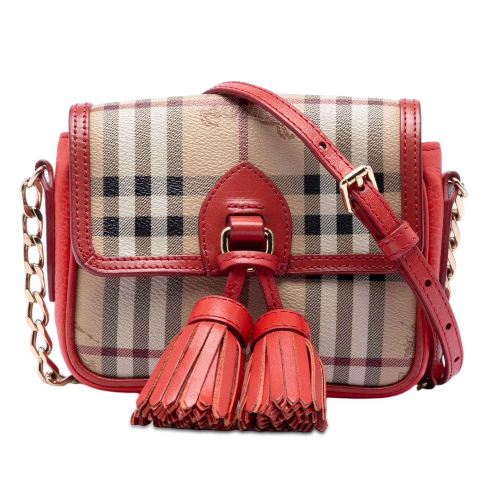 Burberry Mini Haymarket Check Tassel Crossbody Bag Coated Canvas: Burberry Mini Haymarket Check Tassel Crossbody Bag Coated Canvas Burberry Mini Haymarket Check crossbody bag crafted with a coated canvas body and leather trim, accented by a tassel detail. It feature