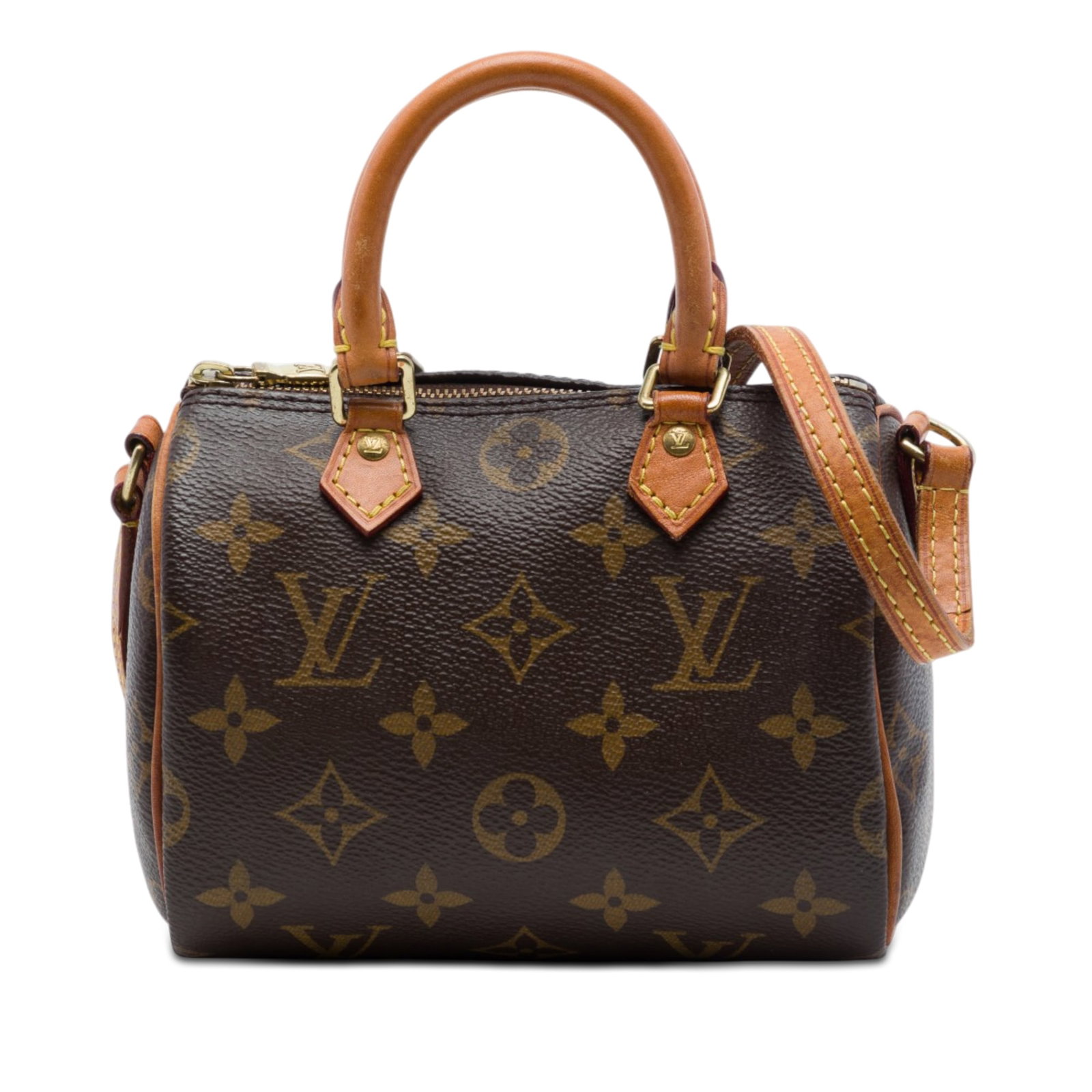 Louis Vuitton Nano Speedy Bandouliere Monogram Canvas Bag: Louis Vuitton Nano Speedy Bandouliere Monogram Canvas Bag Louis Vuitton Monogram Nano Speedy Bandouliere bag with a monogram canvas body, rolled vachetta handles, a detachable shoulder strap, and a to
