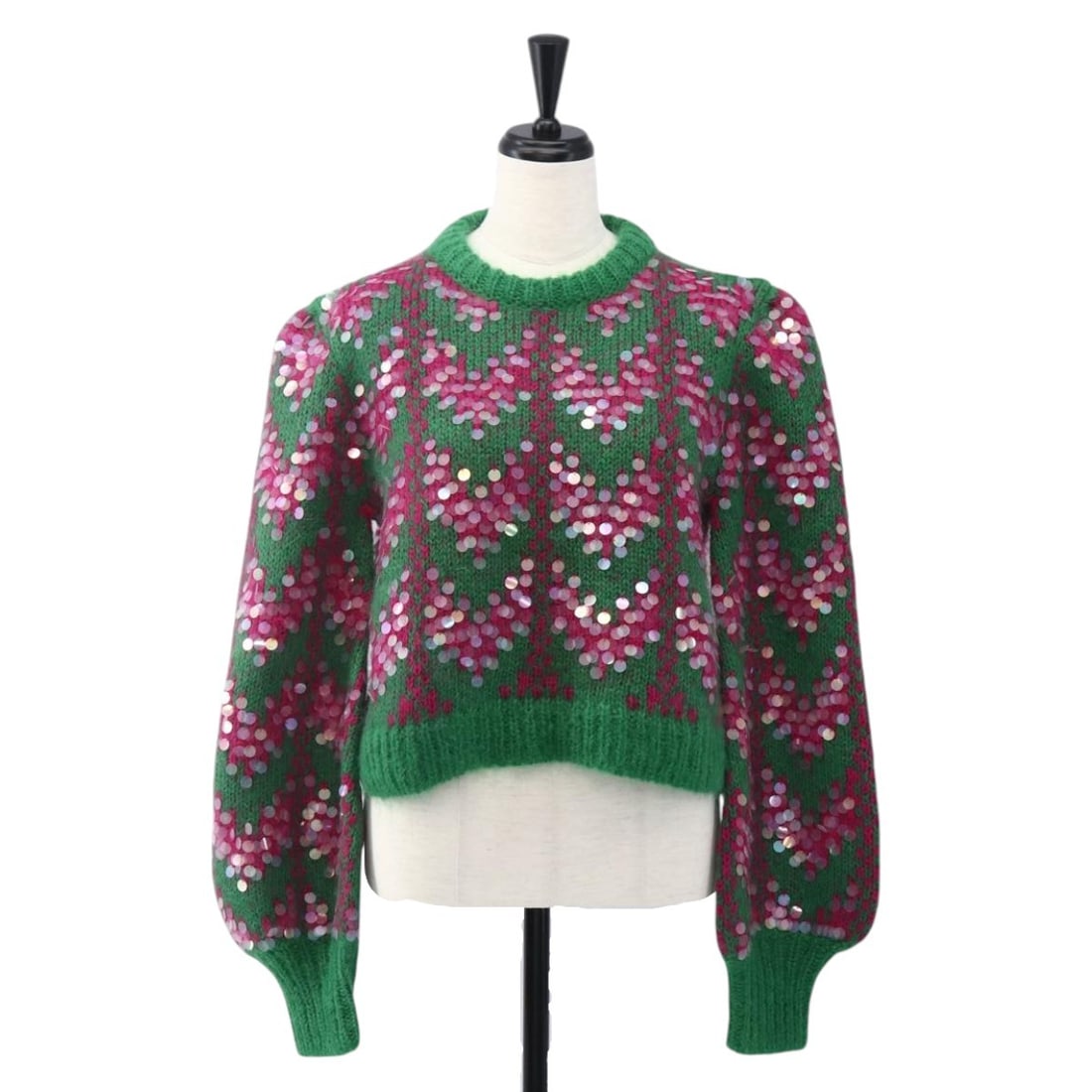 Gucci 713233 Green Wool Chevron Sequin Women's Jacket (1 of 15)