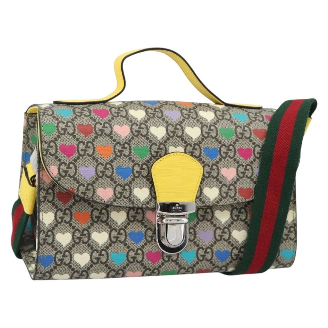 Gucci 525515 GG Supreme 2way Shoulder Bag Beige PVC Leather: Gucci 525515 GG Supreme 2way Shoulder Bag Beige PVC Leather Gucci GG Supreme 2-way shoulder bag in beige and silver PVC leather with GG canvas. Made in Italy, this women's bag includes a dust bag and 
