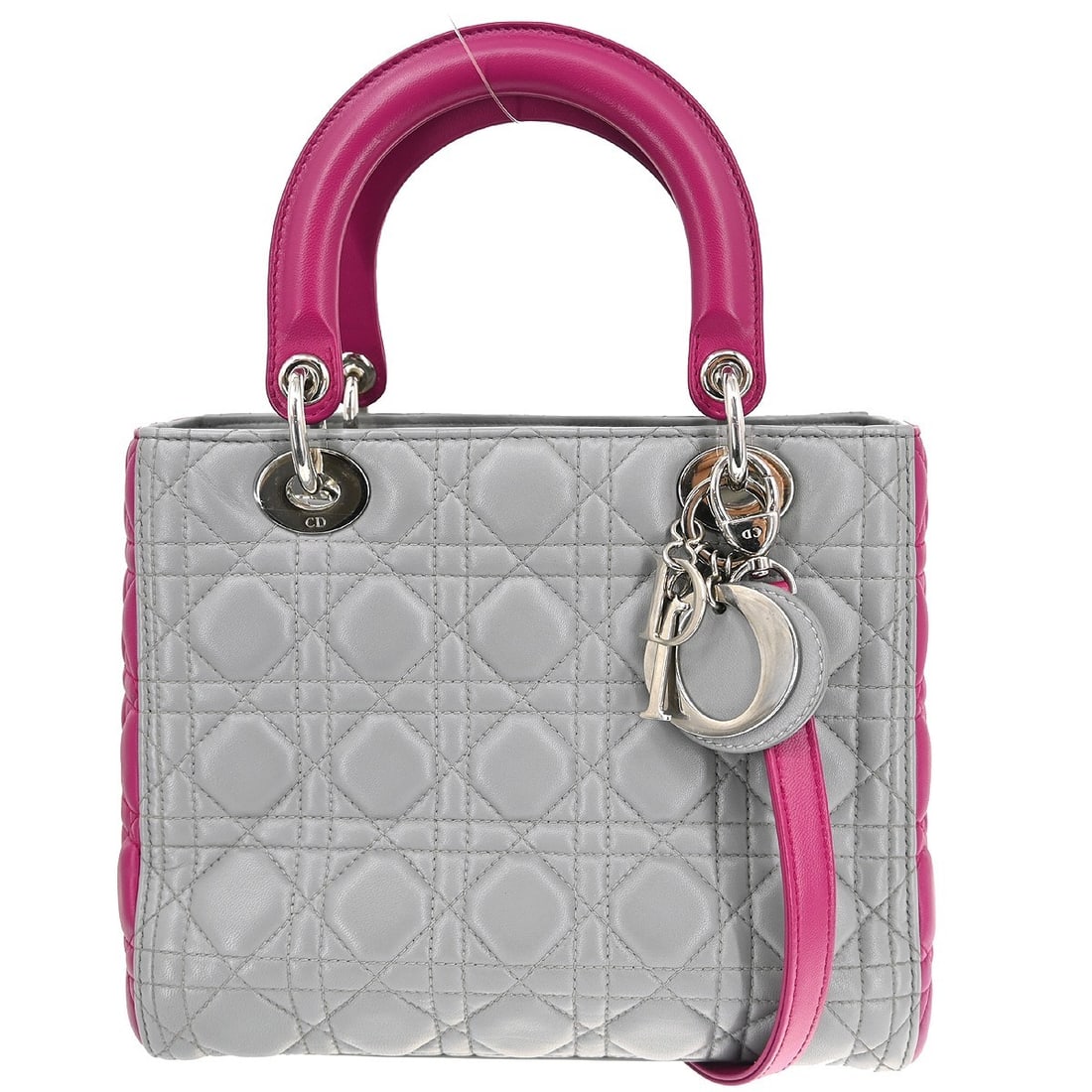 Christian Dior Lady Dior gray leather cannage handbag: Christian Dior Lady Dior gray leather cannage handbag Christian Dior Lady Dior bag in gray leather with the house's signature Cannage quilted design. Made in Italy, this piece is presented in good con