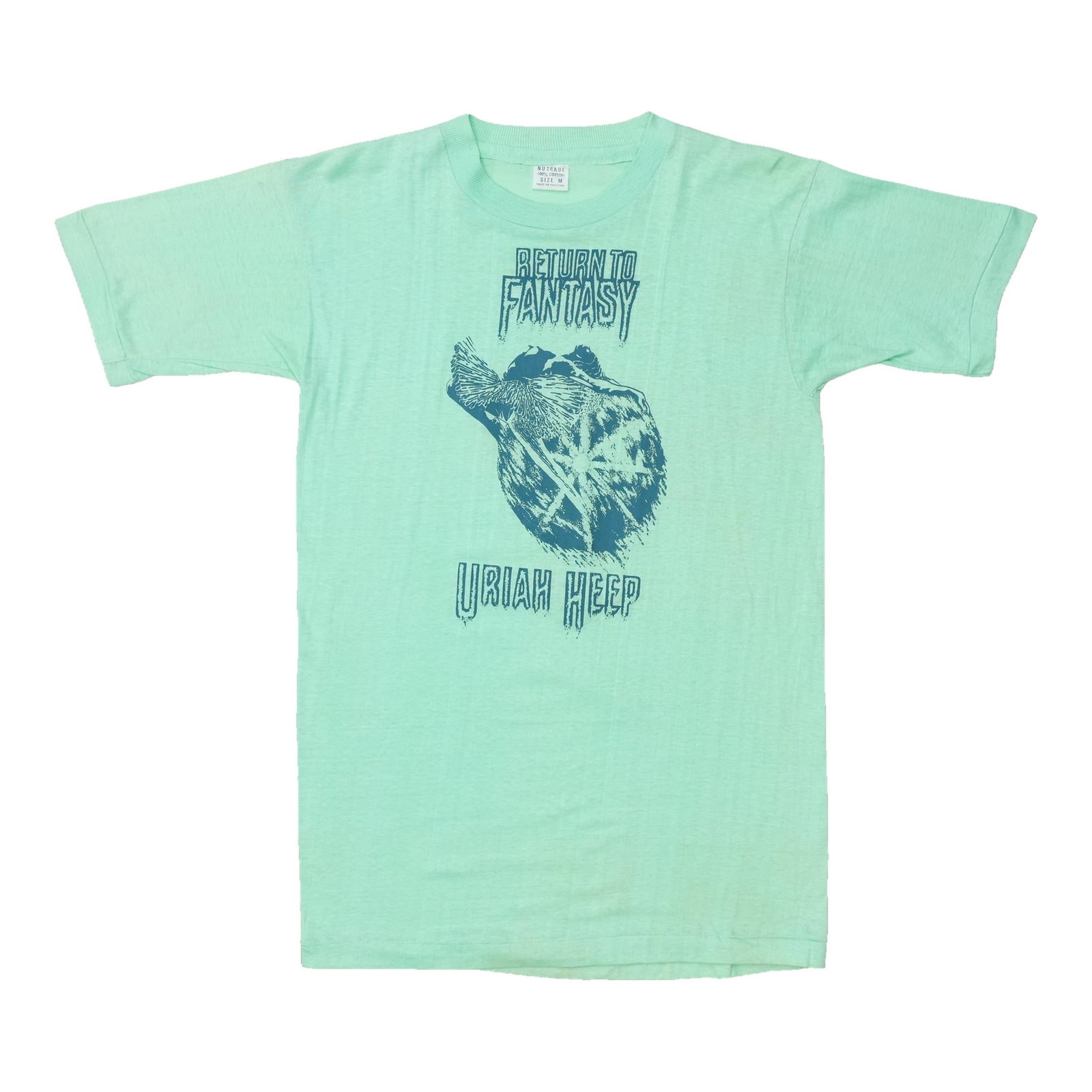 Vintage Uriah Heep Return To Fantasy 1975 T Shirt Medium: Vintage Uriah Heep Return To Fantasy 1975 T Shirt Medium Original vintage 1975 Uriah Heep Return To Fantasy shirt in mint green. This true vintage tee is not a modern reproduction and is in good condi
