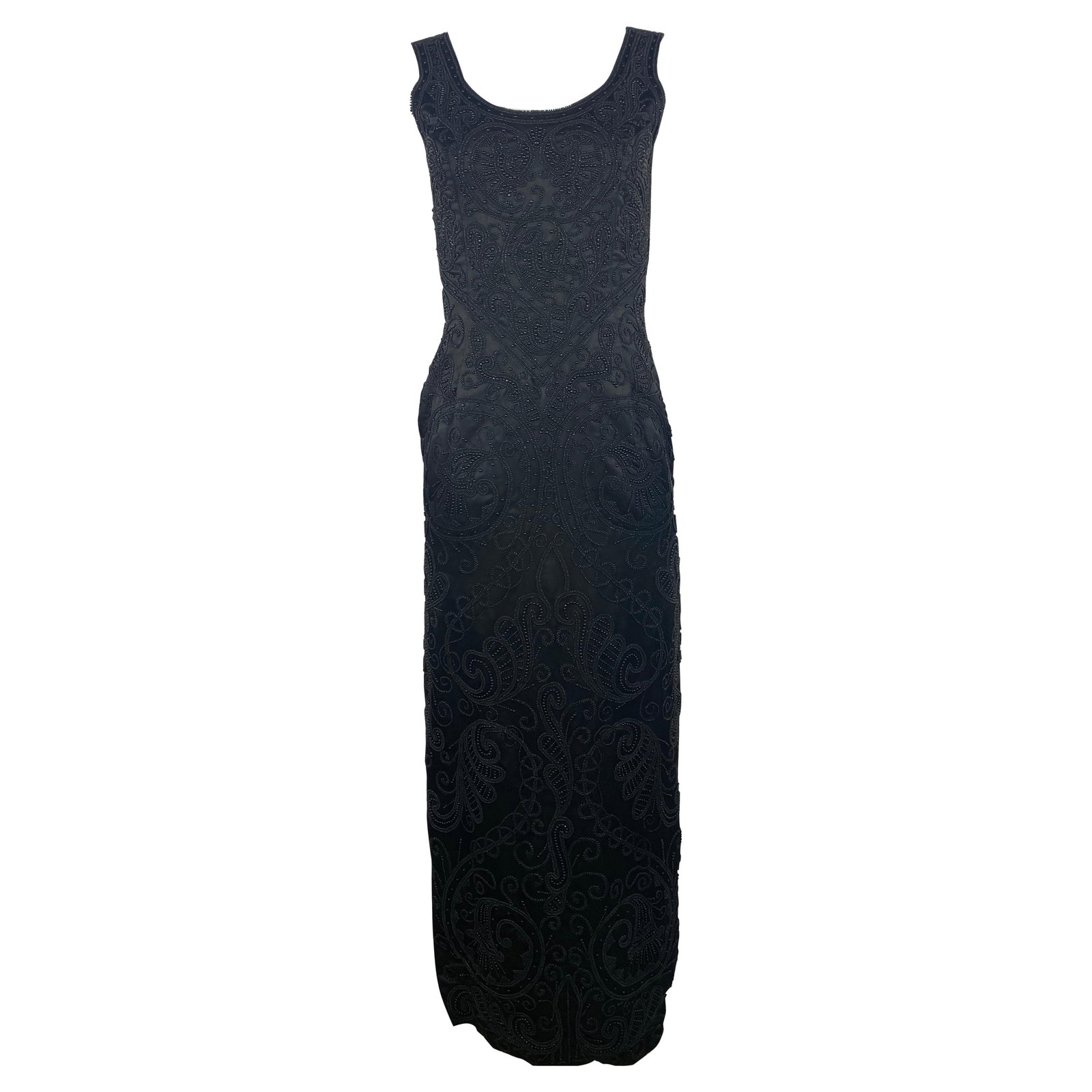 Les Habitudes silk beaded evening gown black size S (1 of 10)