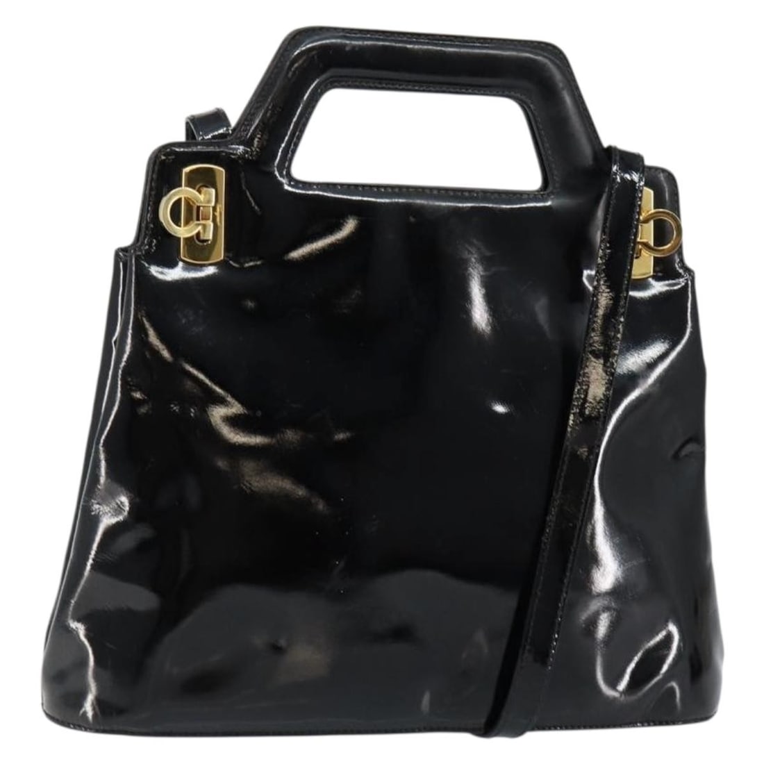 Black Patent Leather Wanda Bag by Salvatore Ferragamo (1 of 18)