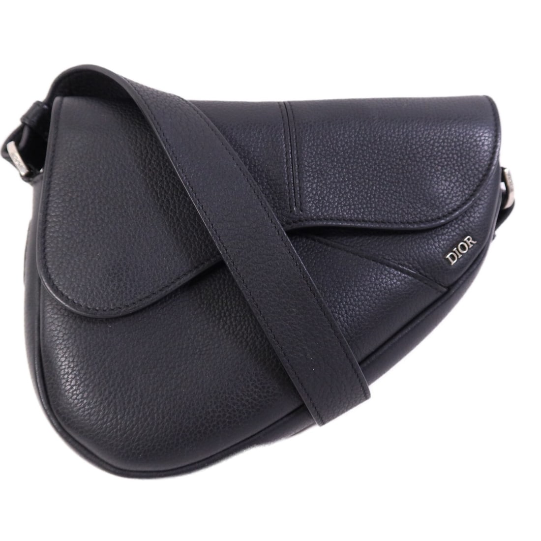 Dior 2ADCA543KEN Mini Saddle Shoulder Bag Black Calfskin CD SHW (1 of 16)