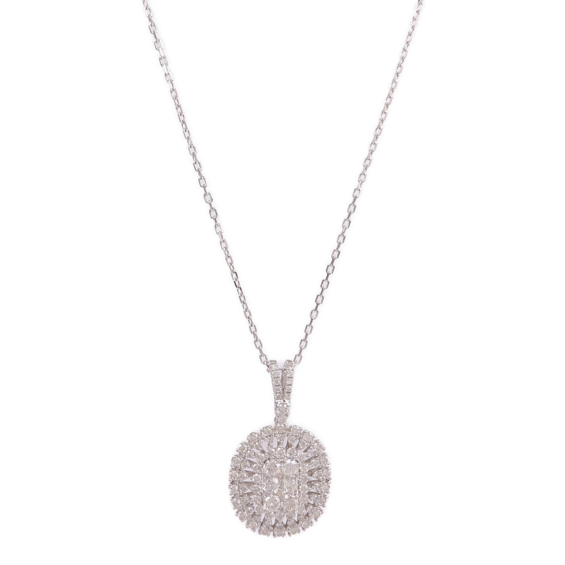 18K White Gold Diamond Necklace for Women: 18K White Gold Diamond Necklace for Women A women's diamond necklace in 18K white gold (K18WG), featuring a clear diamond design. The necklace is listed in very good AB condition and includes no acces