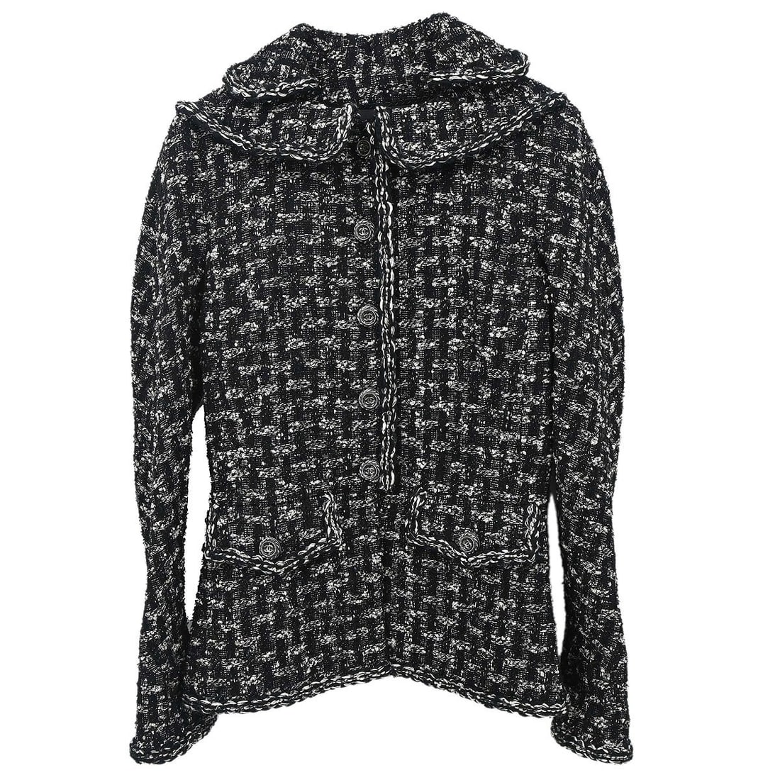 Chanel P46687V34616 womens black tweed jacket size 38 vintage (1 of 15)