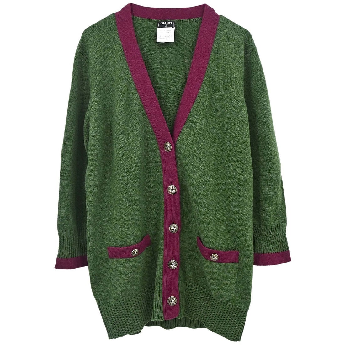 CHANEL Cashmere Knit Cardigan Womens Size 42 Green (1 of 15)