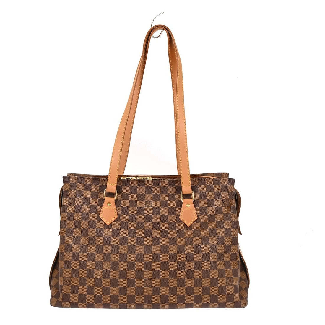 Louis Vuitton Chelsea Brown Canvas Handbag: Louis Vuitton Chelsea Brown Canvas Handbag Louis Vuitton Chelsea Centenaire Damier handbag in brown canvas. This women's bag is made in France and is presented in fair condition, with light scuffs,