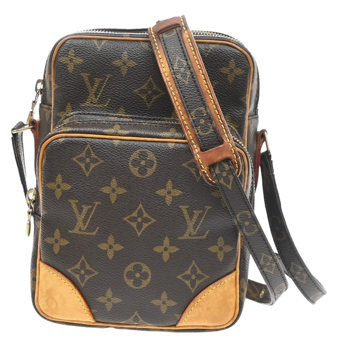 Louis Vuitton Amazone Unisex Brown Canvas Shoulder Bag: Louis Vuitton Amazone Unisex Brown Canvas Shoulder Bag Louis Vuitton Amazone Monogram Canvas bag in brown canvas, designed as a unisex style. It is made in France and measures 15 cm x 21.5 cm x 9 cm. 