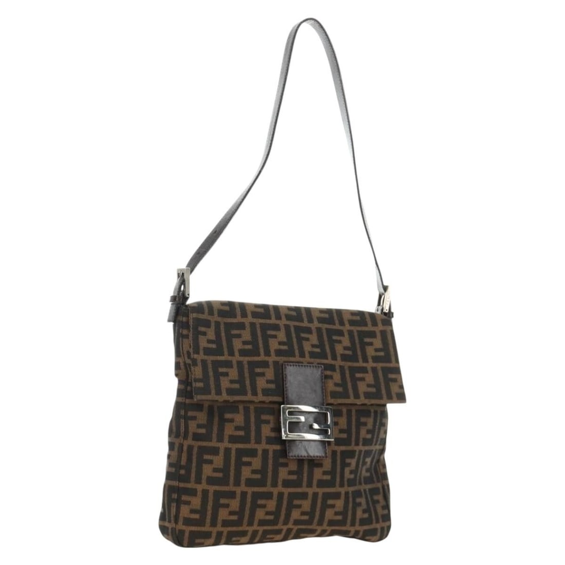 FENDI Mamma Baguette Zucca Canvas Shoulder Bag Black Brown: FENDI Mamma Baguette Zucca Canvas Shoulder Bag Black Brown Authentic Fendi Mamma Baguette shoulder bag in black and brown Zucca canvas. This women's shoulder bag features the classic silhouette and in