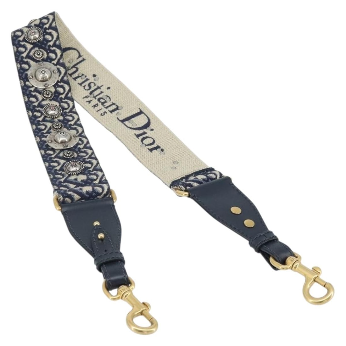 Navy Trotter Canvas Shoulder Strap by Christian Dior 37.4 Inch: Navy Trotter Canvas Shoulder Strap by Christian Dior 37.4 Inch This Christian Dior Trotter Canvas shoulder strap features a navy colorway and is crafted from signature Trotter canvas. Designed for wom