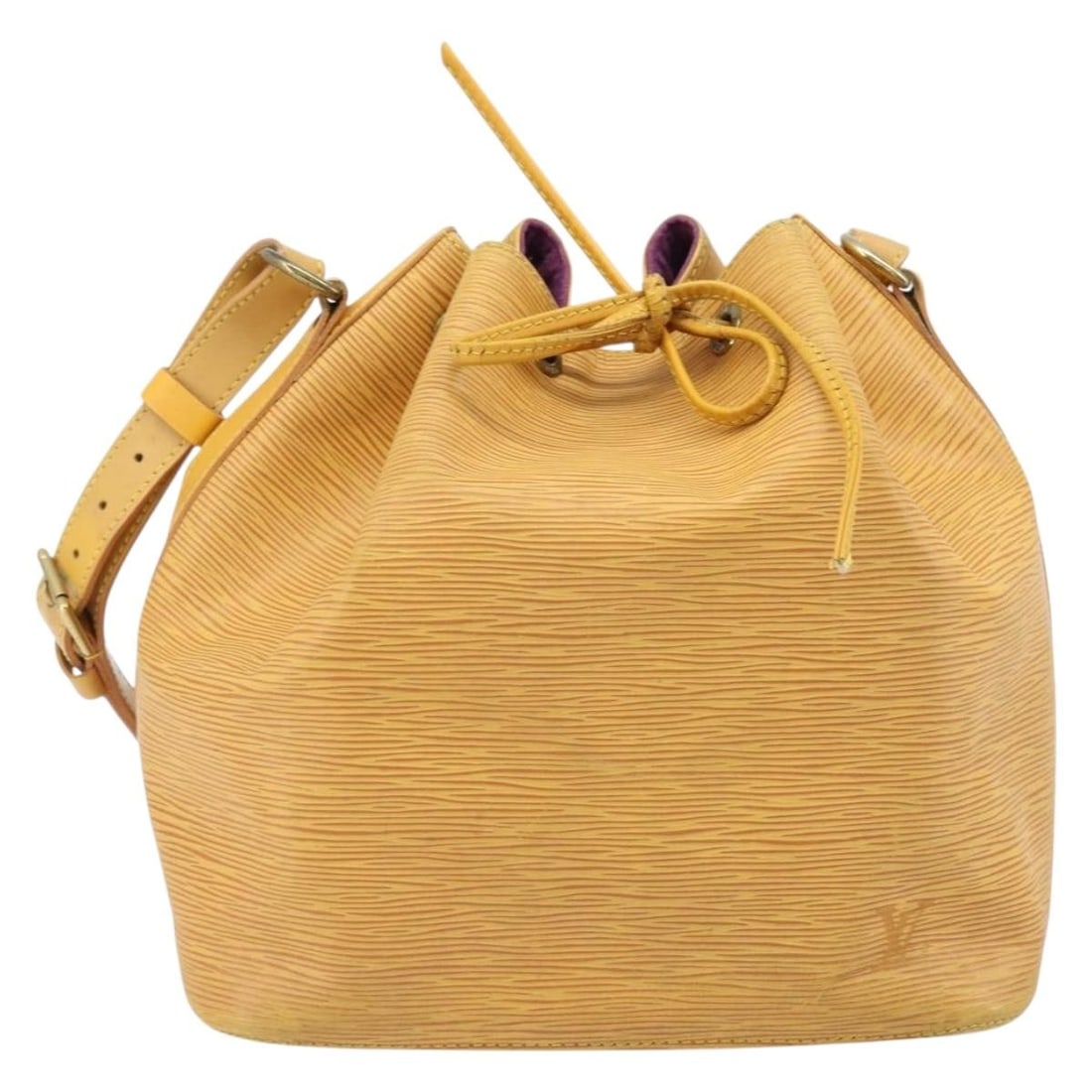 Louis Vuitton Petit Noe NM Yellow Epi Leather Shoulder Bag 25cm: Louis Vuitton Petit Noe NM Yellow Epi Leather Shoulder Bag 25cm This Louis Vuitton Petit Noe NM Handbag is crafted from yellow Epi leather and designed for women. Made in France, the bag has a classic