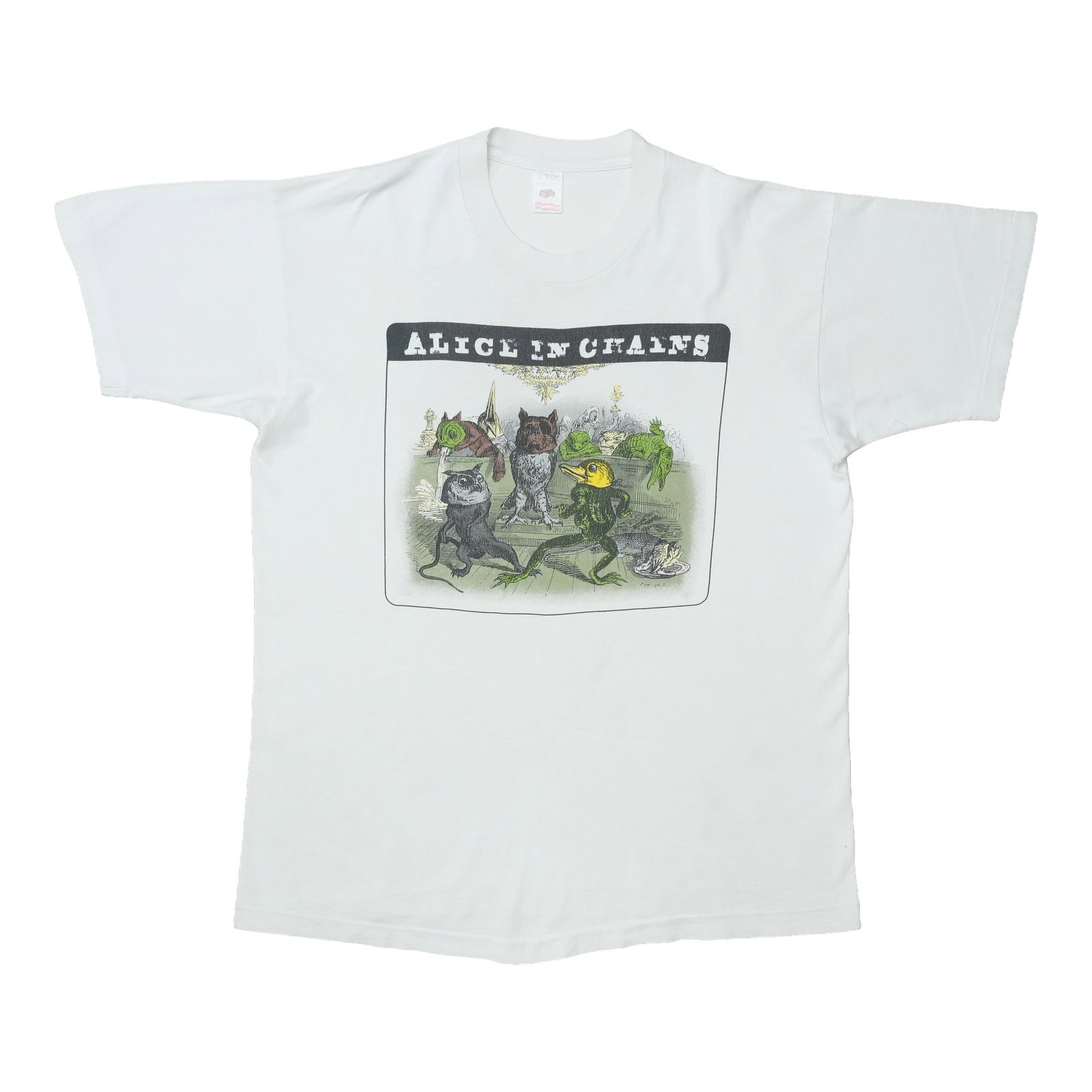 Vintage 1995 Alice In Chains White Cotton T Shirt XL: Vintage 1995 Alice In Chains White Cotton T Shirt XL Original vintage 1995 Alice In Chains shirt from the 1990s. This rare tee is not a modern reproduction and is in good condition, with no holes and 