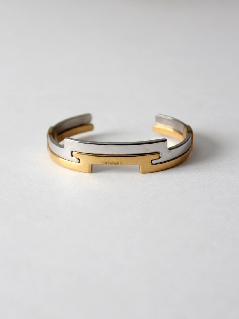 1977 Vintage Avon Counterparts Nautical Cuff Bracelet Gold Silver (1 of 7)