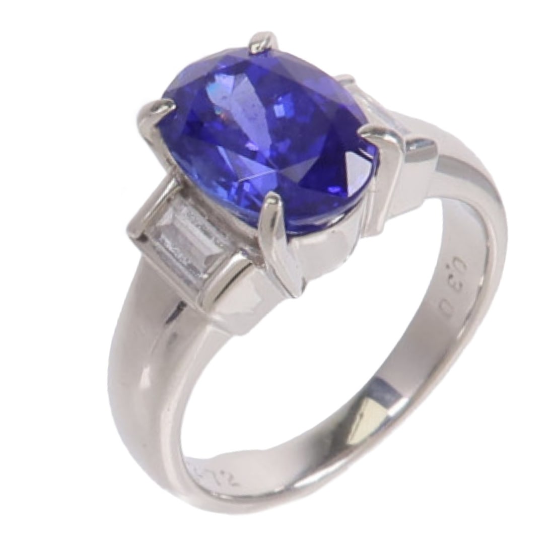 Pt900 Platinum Tanzanite Diamond Ring US Size 5 (1 of 9)