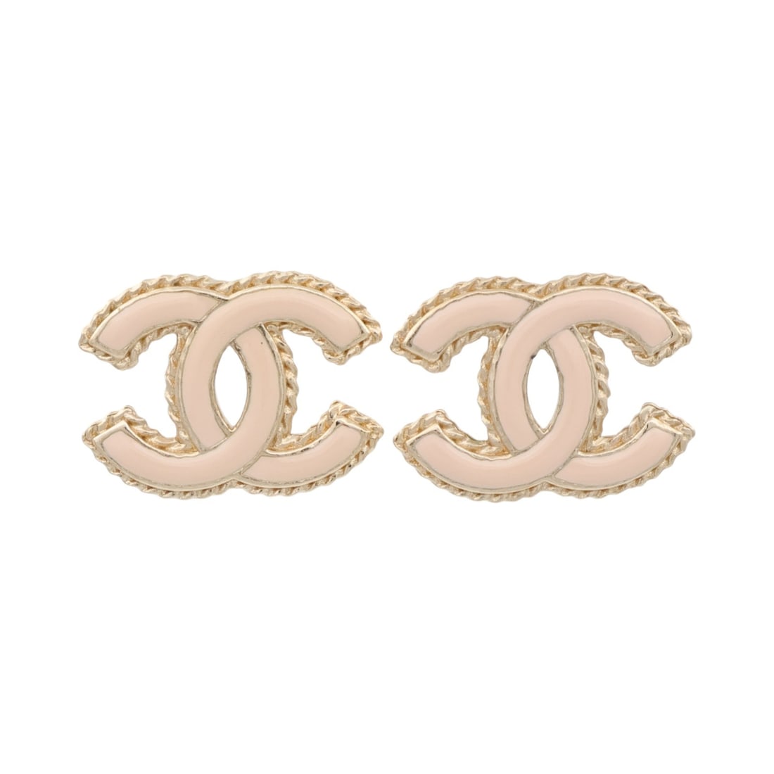 CHANEL F24P CC Pierced Earrings Gold Pink Enamel: CHANEL F24P CC Pierced Earrings Gold Pink Enamel CHANEL CC pierced earrings in gold and pink with enamel and metal construction. This women's pair features the iconic CC motif and comes without access