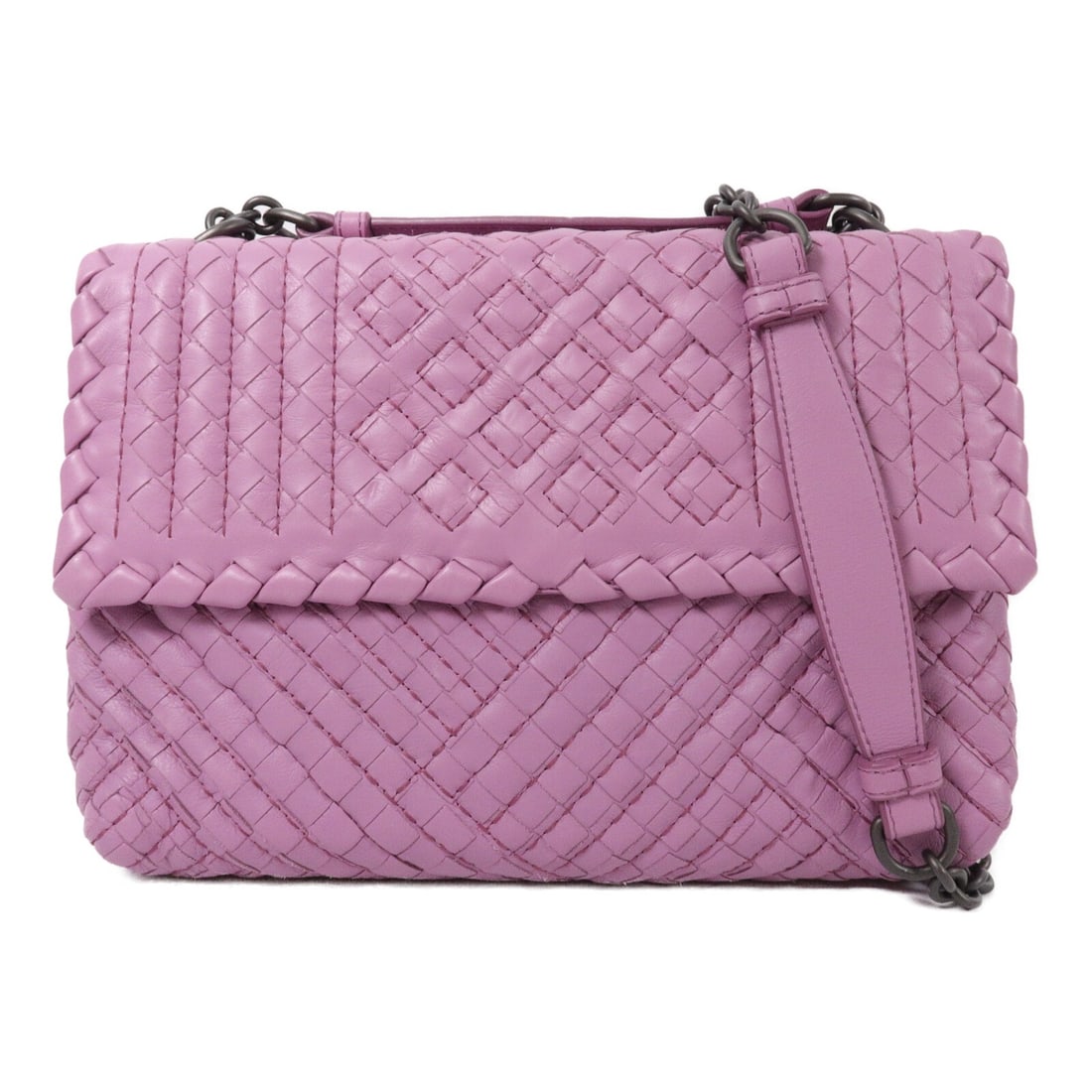 Purple calfskin shoulder bag Bottega Veneta BV Chain: Purple calfskin shoulder bag Bottega Veneta BV Chain Bottega Veneta chain shoulder bag in purple calfskin leather. This women's shoulder bag features a magnetic pocket, one inside zip pocket, and incl
