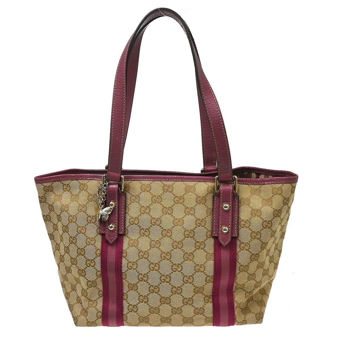 Gucci GG Canvas Leather Medium Tote Beige Pink 137396 491404: Gucci GG Canvas Leather Medium Tote Beige Pink 137396 491404 Gucci GG tote bag in beige and pink, made from canvas and leather. This medium women's bag features a vintage design, an exterior pocket, a