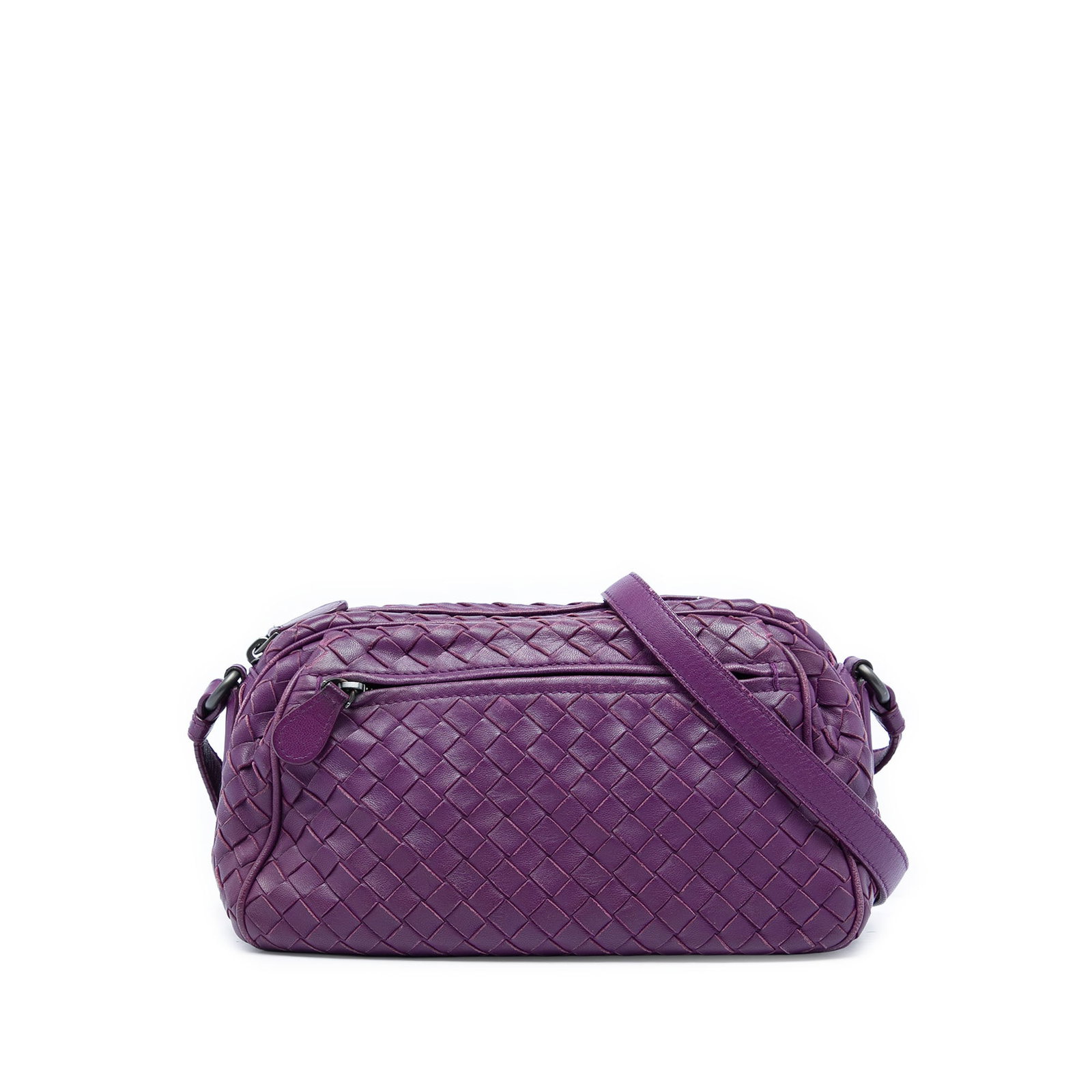 Bottega Veneta Intrecciato Nappa Leather Crossbody Camera Bag Purple (1 of 5)