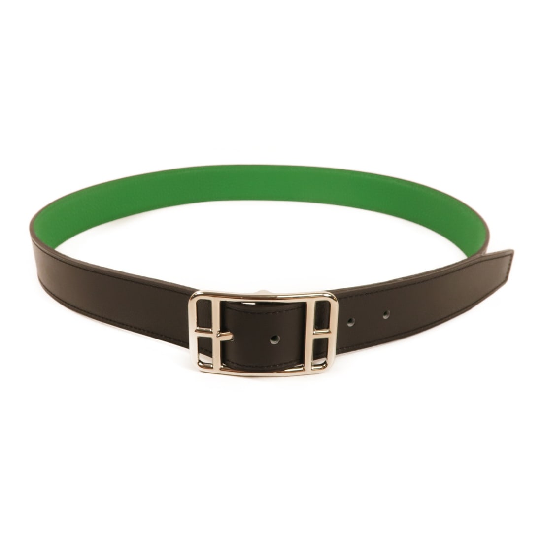 Hermes Cape Cod 32 reversible belt Togo calfskin Noir Bambou (1 of 7)