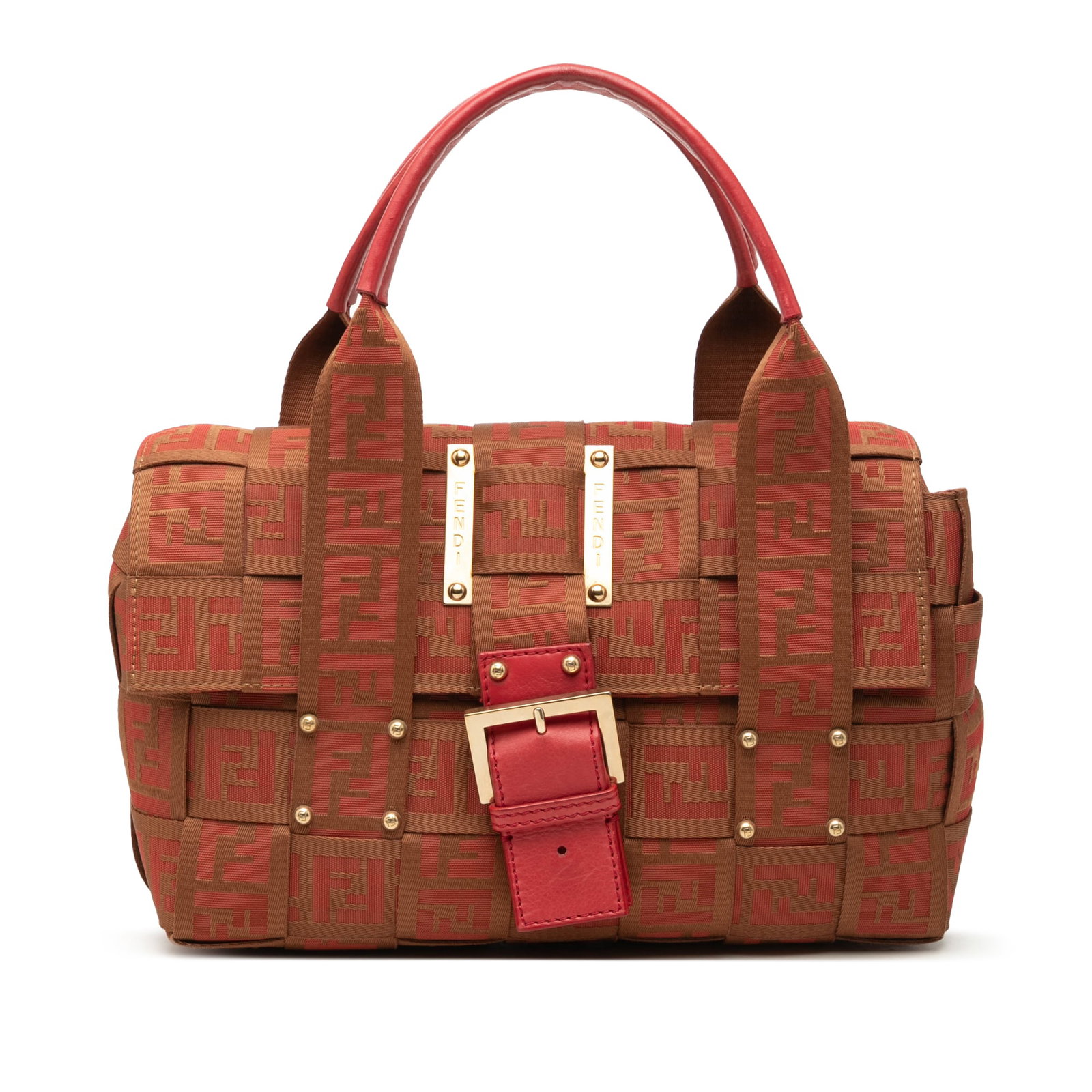 Fendi Zucca Crossword Brown Canvas Flap Handbag: Fendi Zucca Crossword Brown Canvas Flap Handbag Fendi Zucca Canvas Crossword handbag with a woven canvas body, flat leather handles, a front flap with magnetic snap closure, and an interior slip pocke