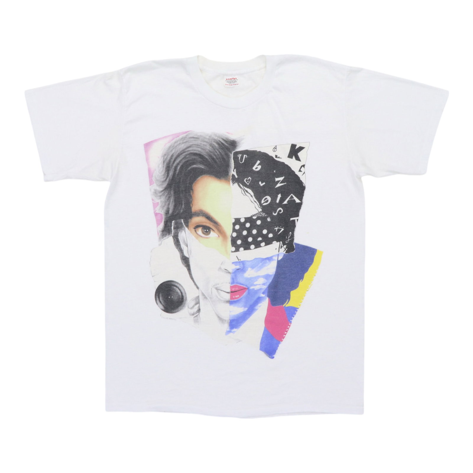 Vintage Prince Lovesexy 1988 White Poly Cotton T Shirt OSFA: Vintage Prince Lovesexy 1988 White Poly Cotton T Shirt OSFA Authentic original vintage 1988 Prince Lovesexy shirt in white. This is a true vintage piece, not a modern reproduction. It has no back grap