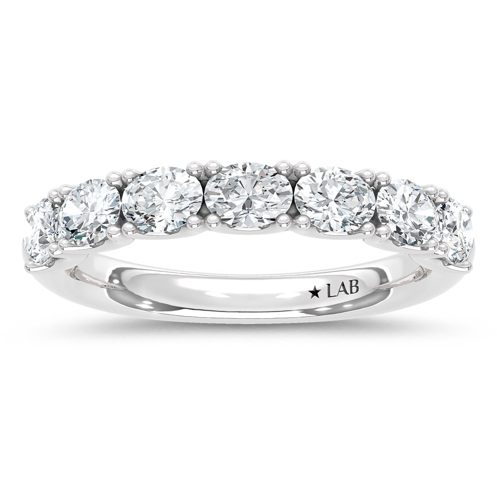 14K White Gold Lab Grown Diamond 1 Ct.Tw. Band: 14K White Gold Lab Grown Diamond 1 Ct.Tw. Band Celebrate love or elevate your everyday style with this timeless 14K white gold diamond band. Featuring 1 carat total weight of lab-grown diamonds, this 