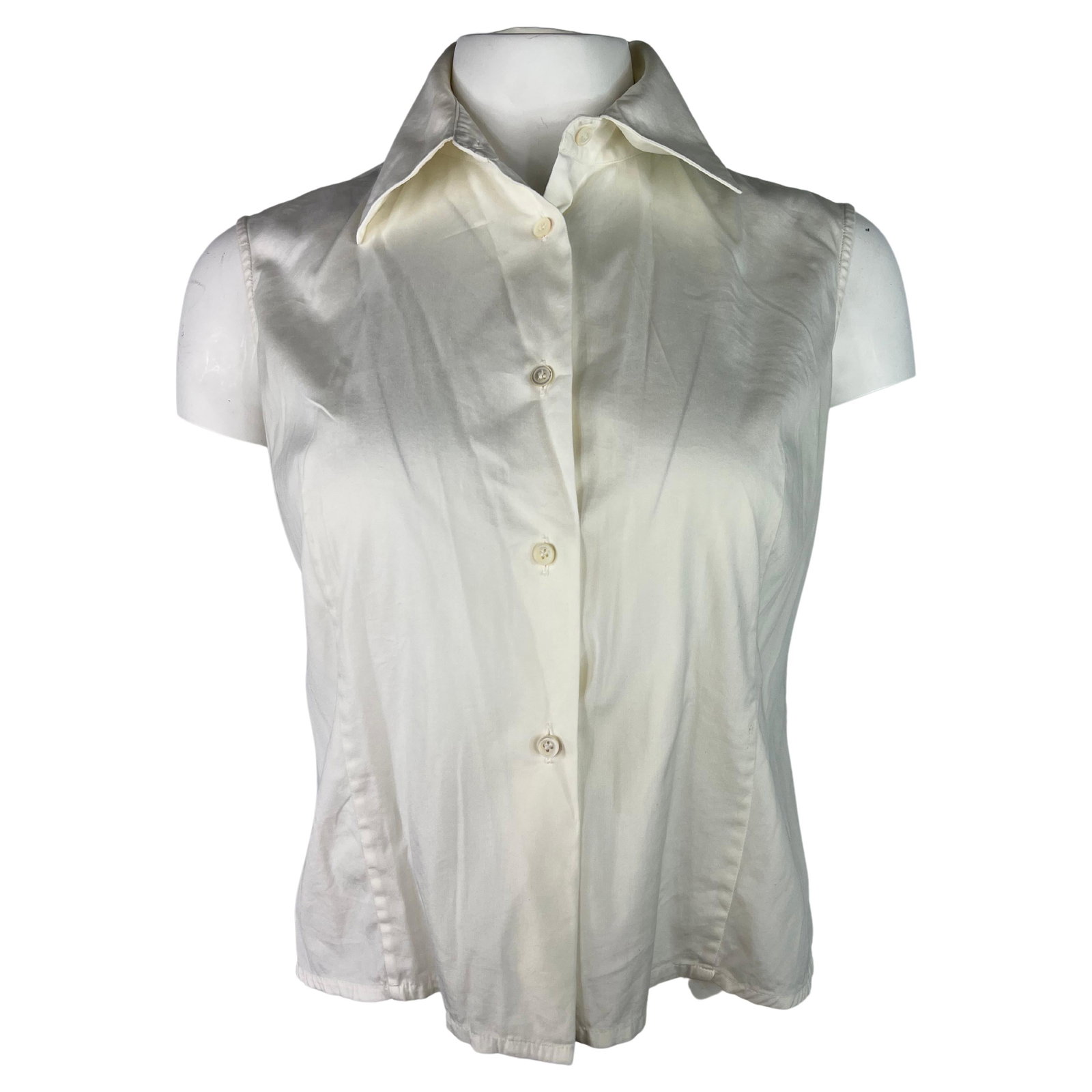 Piazza Sempione Sleeveless White Button Front Blouse Small (1 of 4)