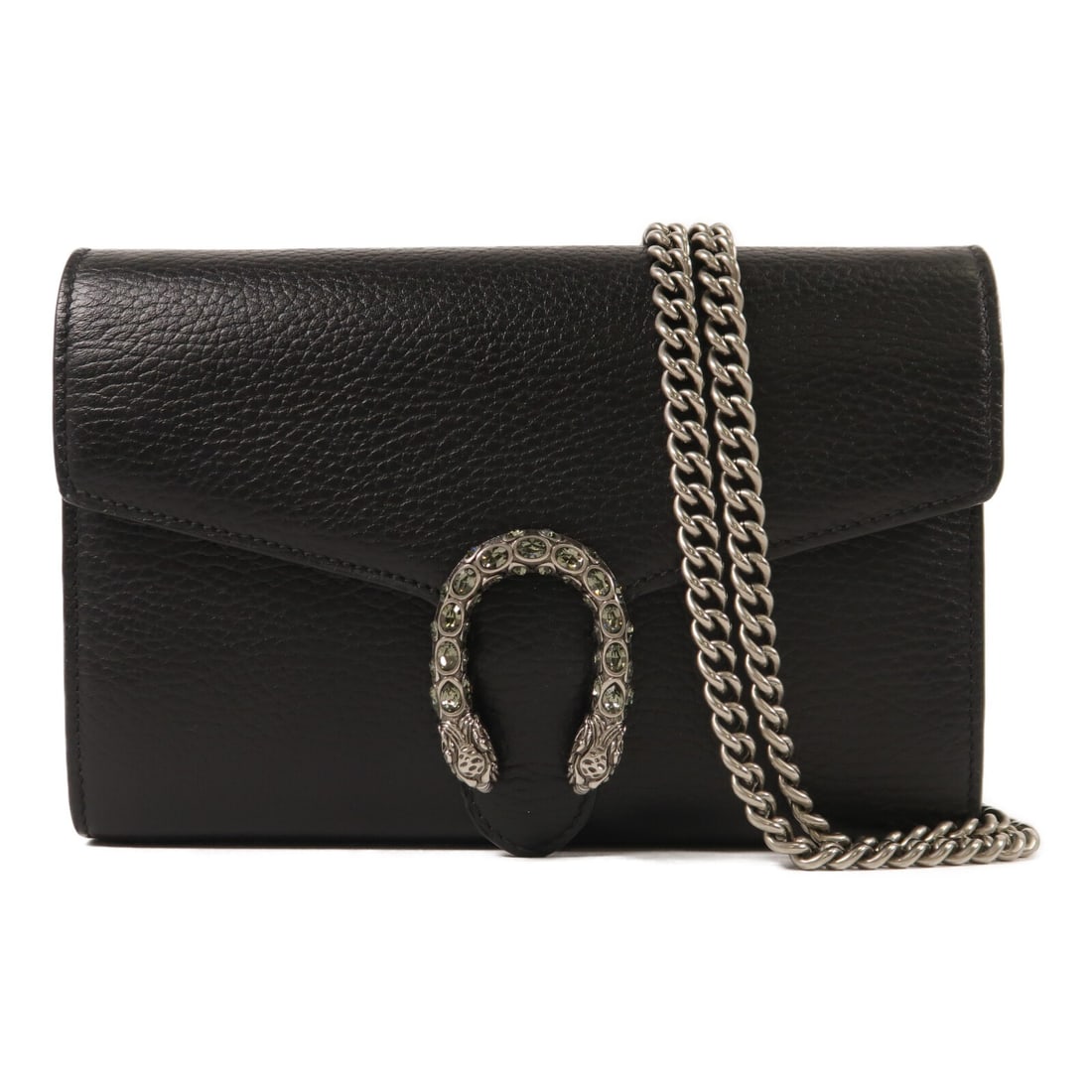 Gucci Dionysus Chain Shoulder Bag Black Calfskin Leather GG SHW: Gucci Dionysus Chain Shoulder Bag Black Calfskin Leather GG SHW Gucci Dionysus chain shoulder bag in black calfskin leather. This women's shoulder bag features a compact structured silhouette with a h