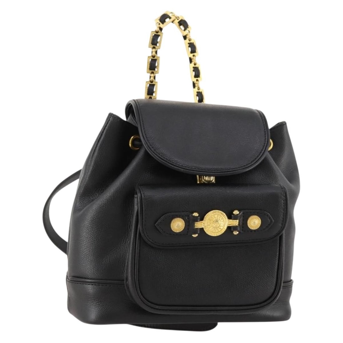 Black Gold Leather Backpack Gianni Versace Italy (1 of 18)