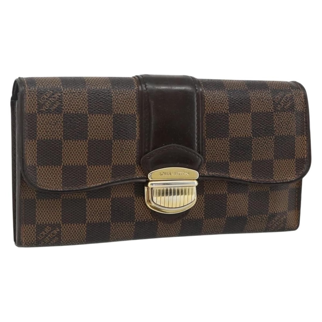 Louis Vuitton N61747 Damier Ebene Canvas Long Wallet Spain: Louis Vuitton N61747 Damier Ebene Canvas Long Wallet Spain Louis Vuitton Portefeuille Sistina long wallet in Damier Ebene canvas. This women's wallet was made in Spain and is offered without the origi