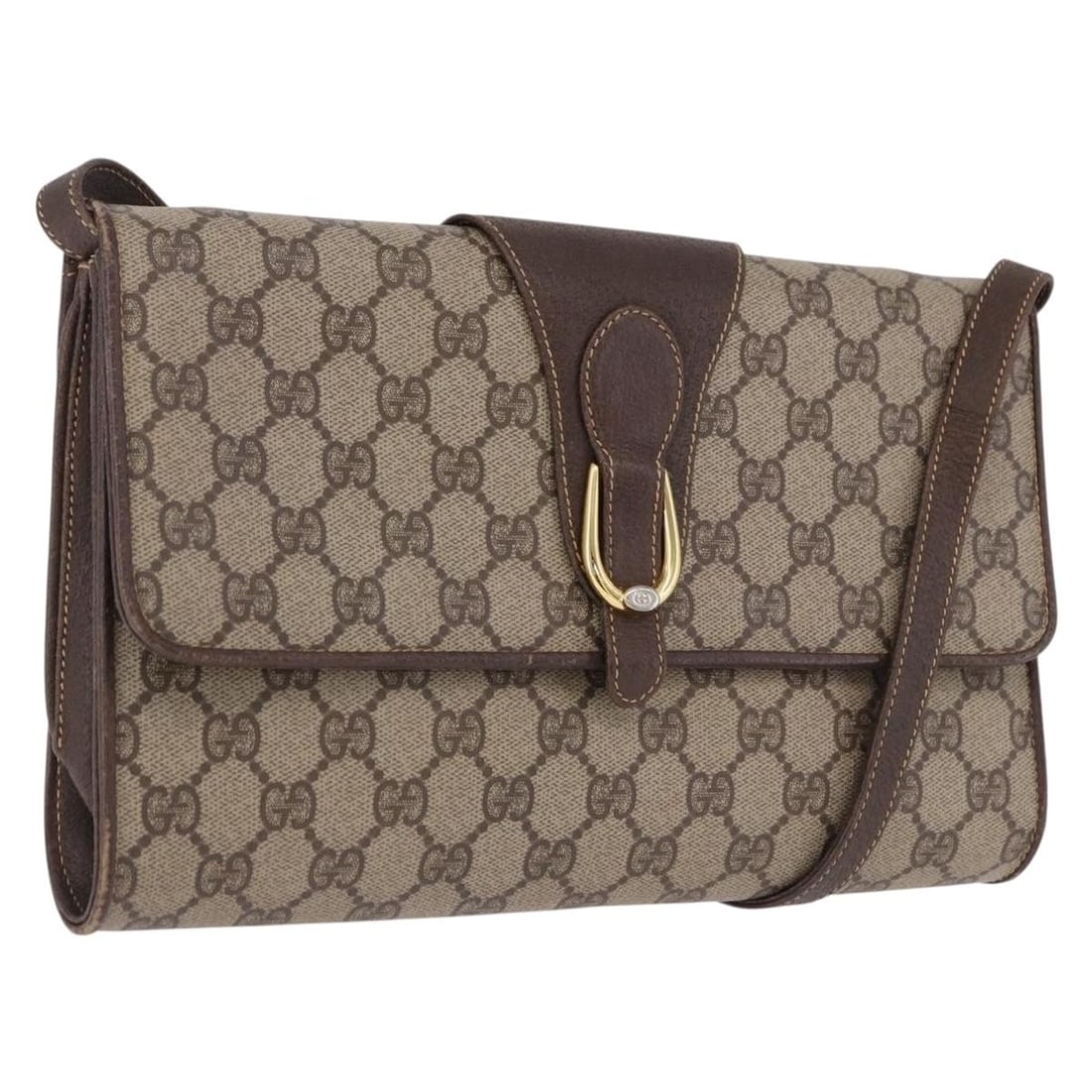 Gucci 904 02 050 GG Supreme PVC Leather Shoulder Bag Beige Gold: Gucci 904 02 050 GG Supreme PVC Leather Shoulder Bag Beige Gold Authentic Gucci GG Supreme shoulder bag in beige and gold PVC leather with GG canvas. This women's shoulder bag is made in Italy and fea