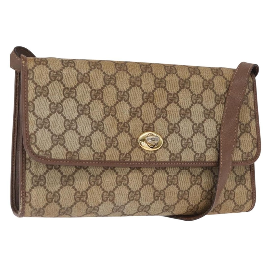 Gucci 004 115 6197 GG Supreme PVC shoulder bag beige gold: Gucci 004 115 6197 GG Supreme PVC shoulder bag beige gold Authentic Gucci GG Supreme shoulder bag in beige and gold with PVC leather and GG canvas construction. This women's shoulder bag is made in It