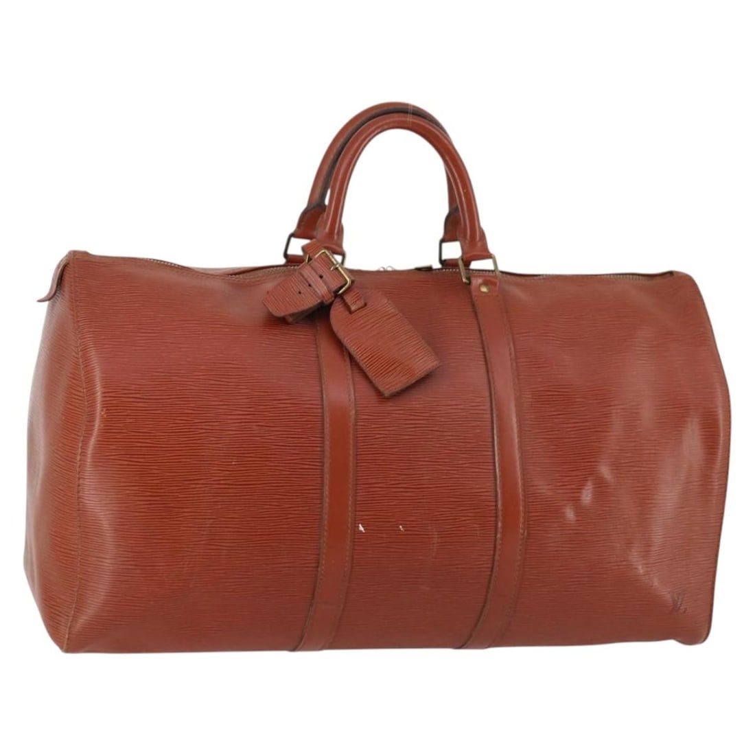 Louis Vuitton M42968 Keepall 50 Brown Epi Leather Boston Bag: Louis Vuitton M42968 Keepall 50 Brown Epi Leather Boston Bag Louis Vuitton Epi Keepall 50 Boston bag in brown Epi leather, made in France. This women's bag includes a name tag and Powanie. Condition i
